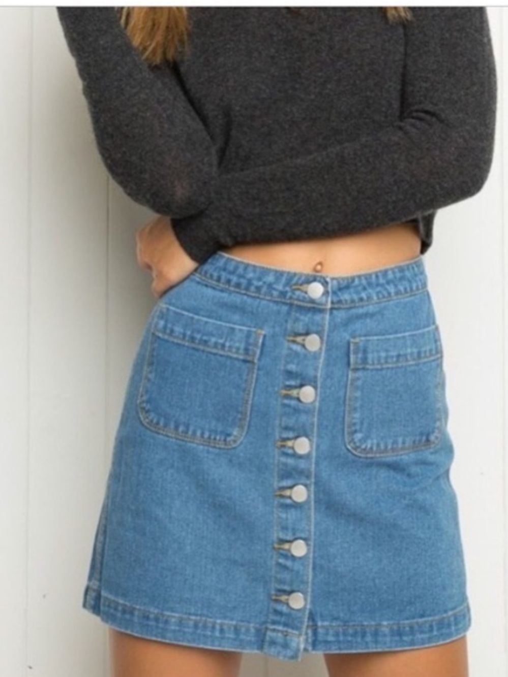 Brandy Melville Denim Button Jean Skirt